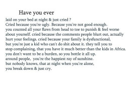 downtown-world:  Pretty much every night, anybody else? 😞😢 on We Heart Ithttp://weheartit.com/entry/97622490/via/selfharming_girl
