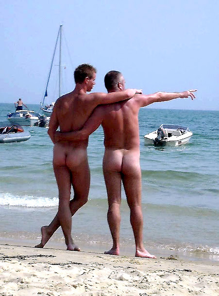 Naked gay men on nude beach
