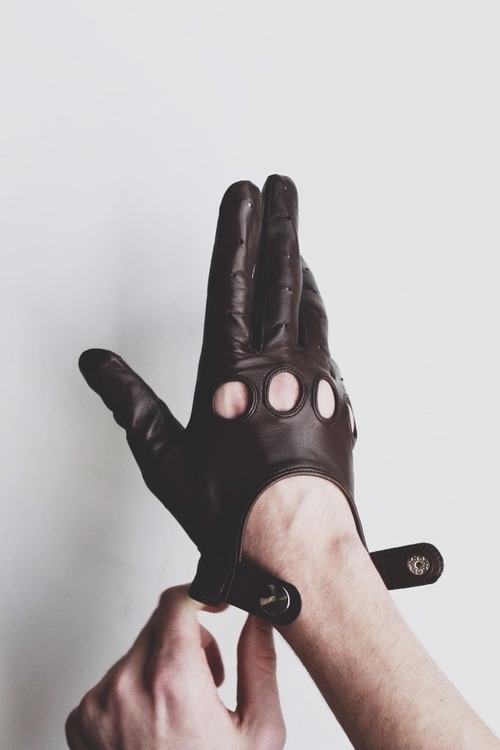 Black leather glove relief