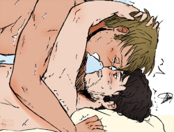 bayobayo:  Let me take care of you. Welp. Here’re the nsfw requests for the Hanniversary: Hannibal’s beautiful o-face and Will’s accomplished one, for anon, and post-sex cuddles for @kbug-da-fangirl. Uncropped version of sexy times is under the