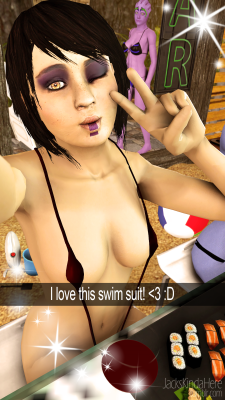 jackskindahere:  “Ma New Swim Wear #NoFilter” I was working on KU today and I came across this swim suit that I didn’t know I had… I decided to see if it would fit Kasumi and needless to say, it did. 8 hours later this happened. If you don’t
