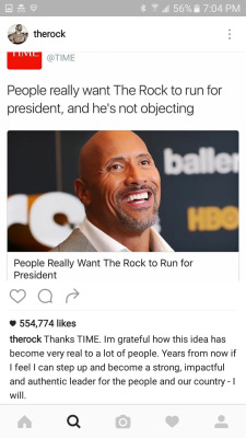 daddybearthings:  graceebooks:  restlessgrrl:  PRESIDENT DWAYNE THE ROCK JOHNSON 2020 WE WERE BLIND BUT NOW WE SEE  im screaming   I’ve vote for Apple pie if I could