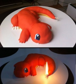 inuis:  fantomeheart:  The only acceptable birthday cake  so when you blow out that candle you’ll be killing that charmander happy birthday u sick fuk  Then they will cut it into pieces and eat him raw