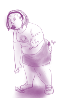 exponential-atomic-mass: Anon commission of one lardy Lalonde rapidly growing larger thanks to the errant consumption of one ridiculously calorie-loaded candy bar. It’s a little clear that she’s not quite pleased with the size she’s reached in the