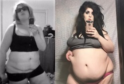 bbwcreampuff:before &amp; now - 100 lbsssssss Wow! Cant wait till you tip the scales at over 500 plus pounds