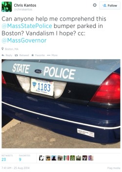 knowledgeequalsblackpower:  dacuntgod:  beemill:  Massachusetts State Police Issue Apology for “Racial Profiling Saves Lives” Bumper Sticker, But Not Before Lying About It  Massachusetts State Police issued an apology Monday for a bumper sticker on