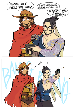 dilfosaur:  don’t give hanzo a gun (confession this is based on my own experience, be wary of combining bullet shells and open shirts kids) 