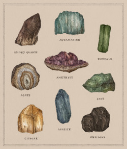 lesstalkmoreillustration: Gems and Minerals Art Print by Jessica Roux   *More Things &amp; Stuff    