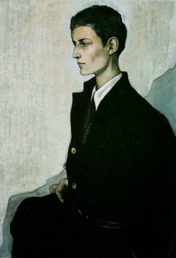 adayinthelesbianlife:   Peter (Young English Girl), by Romaine Brooks (1923)  British painter Hannah Gluckstein worked under the name Gluck but was known within her close circle of friends by her nickname, Peter. Gluck met artist Romaine Brooks in 1923,