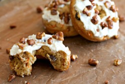 bakeddd:  carrot cake donuts with brandy candied walnutsclick here for recipe