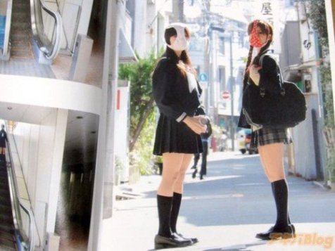 Japanese schoolgirl wearing panties not