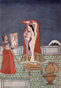 nudiarist:  FINE ART PAINTING Anonymus (India) - After Bathing - c 1775 https://www.facebook.com/TheNudismAndNaturismDailyNews 