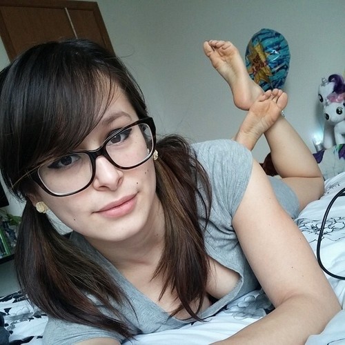 Young teen girl feet selfie
