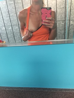 exhibitionistecoastcpl:  She texted me this pic from the gym while I was at work!! Love when she does that!!  If you like our photos, please like and reblog. It makes us really horny knowing people are looking. Please leave comments as well so she knows