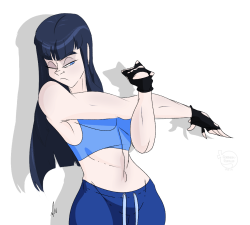 feathers-ruffled:  I’ve recently been thinking about my headcanon of Satsuki working out and being fit in her spare time.  Buff waifu &lt;33333   WOOH!! &lt;3