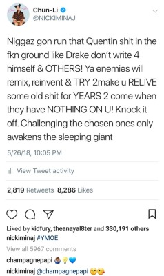 nasty-fvck:  She should’ve had this same energy when Meek was coming at Drake.   Her loyalty should’ve been with her day 1, not some rebound ass nigga.