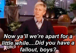 5sossmuts:  thatfunnyblog:  Ellen has been waiting to make that joke since fob came back   SHE SAW THE CHSNCE AND SHE TOOK IT
