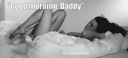 yessiraustralia:   I snuck out of bed and had a shower, trying to not wake her.By the time I’d finished, she was awake, laying naked on the covers.She rolled over and faced me.“Good morning, Daddy,” she said sweetly.“Good morning, baby girl,”