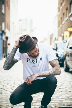 pandcoclothing:  Billy Huxley in our classic P&amp;Co England tee. 