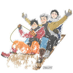 orangiah:    HQ winter hols creator reveals have gone up on AO3, which means i can post my snow blobs for @arsenicjay!! :D THANK YOU SO MUCH FOR YOUR PROMPT this was so much fun to do and i wanna go skiing aaaaaaaa ALSO bonus owls! couldn’t figure