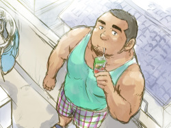 bestofbara:  One of my favorite images. Everything about this image says me from the haircut, to the skin tone, to the muscles, to the juice box, to the beard fuzz, and the blank Huh, what did you say stare lol