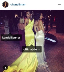 bomshells:  in celebrations of tonights met gala here’s a tbt to my favourite moment from the 2014 met gala when chanel iman uploaded a photo of her and jourdan dunn ft. kendall jenner standing alone in the darkness of the background and proceeded to