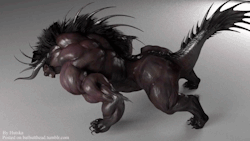 batbutthead:  Been trying to learn blender. Decided to play a bit with a behemoth model and did a muscle growth thing.Kinda always had a thing for these monsters in FF series. :xBehemoth design is by Square Enix.
