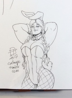 callmepo: Easter bunny tiny doodle of The Scotsman’ daughter.   Love those redheads.  ;9