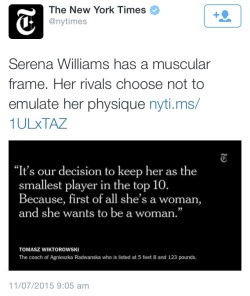 artisansoulleader:  knowledgeequalsblackpower:  stupiduglyfatcunt:  vagabond-named-veli:  grapejellyking:  ayspire:  NY Times is TRASH  Sexism + Racism 😷  Misogynoir  okay but serena’s body is sexy as all hell. aint nothing unwomanly about it  Yeah