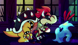 darkwingsnark:  .:Ghostbusters:. Luigi’s Mansion AU where everything is the same, except Bowser doesn’t let his boyfriend go to a haunted mansion by his goddamn self.    