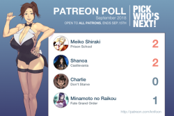 Last day to vote on this month&rsquo;s Patreon poll!Meiko and Shanoa are currently tied, i havent really thought of what to do incase of a tie, so&hellip; Someone please fix it! https://www.patreon.com/posts/21289558