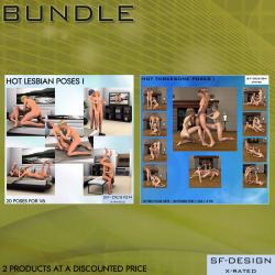  	Hot Threesome Sex Poses &amp; Hot Lesbian Poses Bundle 	This bundle contains the following products:  	- Hot Threesome Poses (30 Poses) 	- Hot Lesbian Poses (20 Poses) 	Get both products at a discounted price! 50 hot sex poses for V6 and M6! Get it