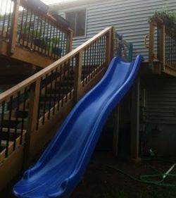 sweetestesthome:  My new house is a one-story, flat-on-the-ground, so there won’t even be a deck. But if I ever have a house with a deck, I would super love to have this. (As long as the slide supports adult weight.)