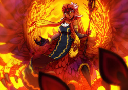 koidrake:  My own take of a Harpy, with a phoenix theme cuz reasons. I’ll attempt to make some weekly monster girls like these til I get bored of them so we’ll see how far I get 