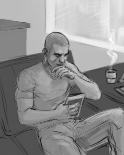 stonelions:  Shepard gets old before his time. He’s old when he’s just a kid in the shelters on earth, growing up hard scrabble with no memories of being held in arms that want to hold him. When he was picked up, it was to be moved aside, put away.