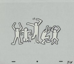 gameraboy:  Sesame Street breakdancers animation cels by Keith Haring, 1987. 