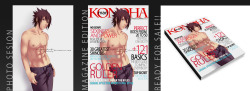 COLLAB . k o n o h a . m a nLineart by solochely  The newest magazine in Konoha GO to buy it! Uchiha Sasuke in cover ♥