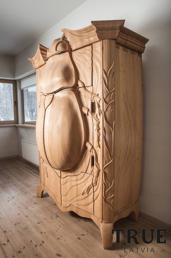 archiemcphee:</p>
<p>Is it too soon to share another awesomely creative piece of furniture? No way! This one-of-a-kind insectoid armoire is called the BUG and it was designed Latvian designer Janis Straupe of True Latvia. Full of customizable shelves, drawers, cubbies and even a few secret compartments, it’s a beautifully functional piece of furniture as well as an amazing work of art.<br />
Click here to learn more about the BUG and its myriad features.<br />
If only Kafka could’ve see this…<br />
[via Yanko Design]<br />
