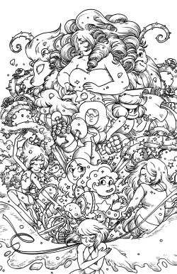 yamino:  bludragongal:  secondlina:  Working on a Steven Universe print for NYCC.  i wanna color it  Loooove this &lt;3 
