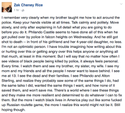 micdotcom:  This is from one of our Identities writers, Zak Cheney Rice. Felt it was important to share today. Similarly, some black men are reflecting on the deaths of Alton Sterling and Philando Castile with instructions on what to do if they’re shot