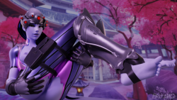 daintydjinn:  fritzhq:  Widowmaker In Hanamura    Well, I started this like a filler image, while rendering an animation. But I like it so much, I end up rendering it :P. Hope you guy like it… Also thanks to @daintydjinn​ for helping me with lighting