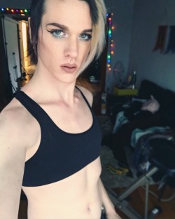 lunaluxe:  My nipples hurt because of the hormones so I got a training bra that’s too small and modeled with some barbecue chips. Officially a month tomorrow. 🙍🏼