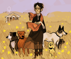 odlaws:  au where will moves to the prairie with his dogs and wheres sad long old lady dresses every day 