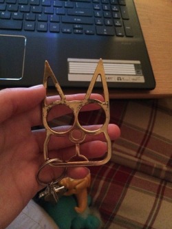 whitepeoplesaidwhat:  chillona:  chillona:  pissyeti:  Instead of getting one of those shitty little plastic self defense cat keychains, get one of these. It’s made of metal and can do a lot more damage, will not break or bend or snap like the plastic