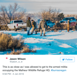 moatakni-native:  micdotcom:  Ammon Bundy, armed militiamen seize control of federal wildlife refuge facility in Oregon An armed militia group reportedly including Ammon Bundy, son of Nevada rancher Cliven Bundy, seized control of a federal building in