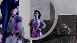nocure-bld: Tried to make something different today. Widowmaker must get a sore head wearing that visor all day :P Full res files (15mb): https://1drv.ms/u/s!Aknn2DIsnYmBhjGBtMbq54d96CjZ Scene credit: https://www.blendswap.com/blends/view/52486 