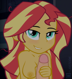 burst-fire:  EqG doodle of Succset Shimmer.  Just because her hair is made of bacon doesn’t mean she doesn’t get cravings for other meat every now and then.   I need me some sunset &lt; |D’‘‘