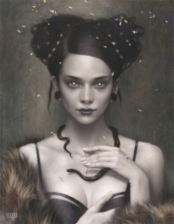 xtoxictears:tombagshaw:&lsquo;Cleo&rsquo;-My contribution to the upcoming Prisma Artist Collectives 3rd Annual group show at Spoke Art in SF, CA. Show starts 7th Feb. As well as the show pieces, we will also be releasing the Prisma Collectives first book!