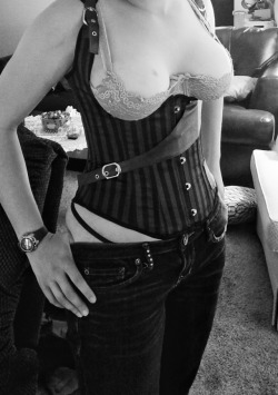 Here&rsquo;s an oldie but goodie of me in a corset! Hehe notice the thong above the jeans? I love bending over to show everyone The sexy underwear I&rsquo;m wearing.