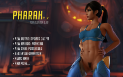 My Pharah model has been updated!!!What’s new in 1.2added ponytail hairdo (credit to moogleoutfitters ) added Sports outfit (credit to zareef ) added Possessed skin (credit to sticklove ) added drivers for better arms and legs deformation added pubic